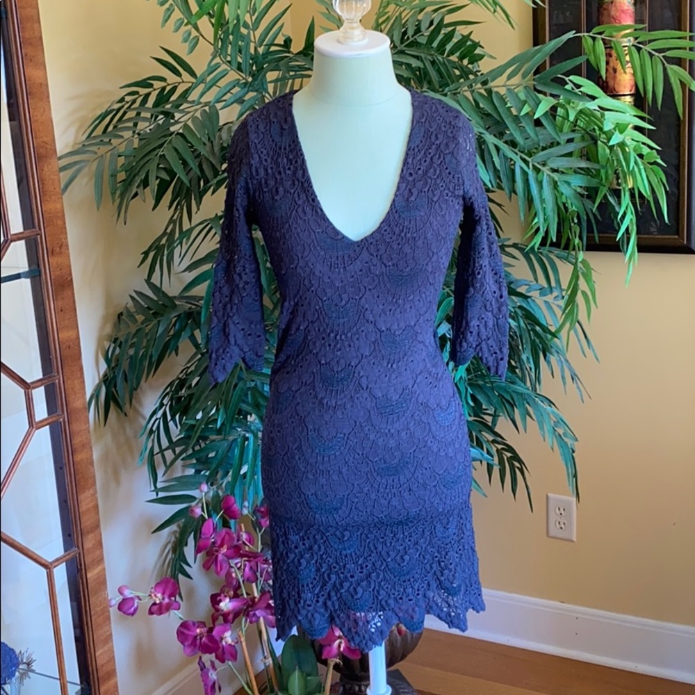 Nightcap Spanish Lace Dress - Steel Gray